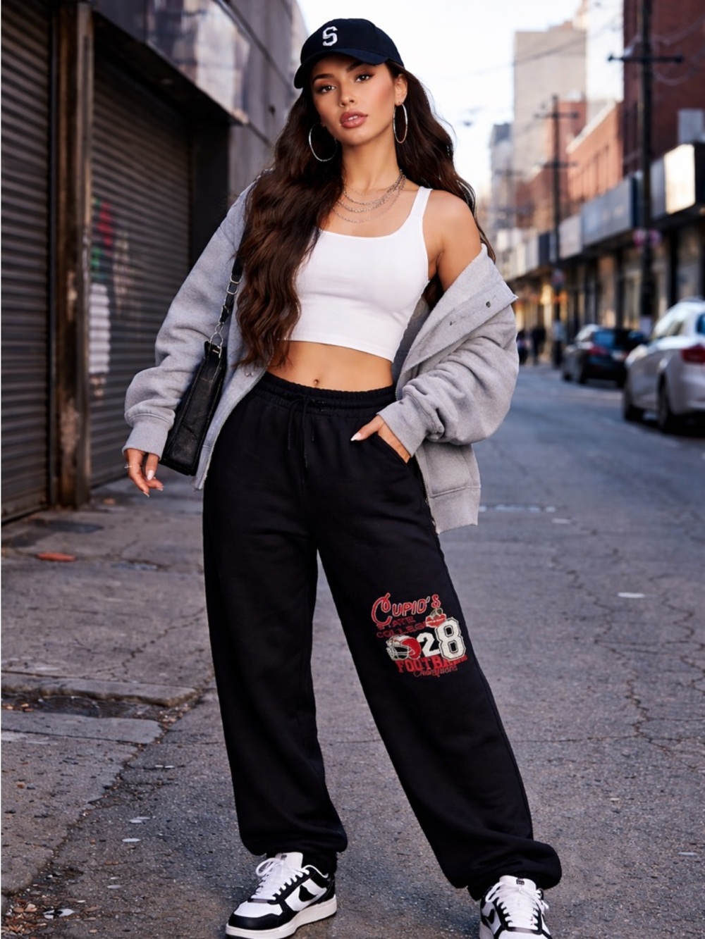 Boys Lie Black Track Joggers with Red Graphic